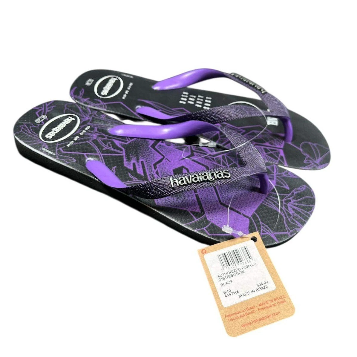 PUMA Sandali infradito Havaianas Black Panther Marvel accenti viola US 9 10