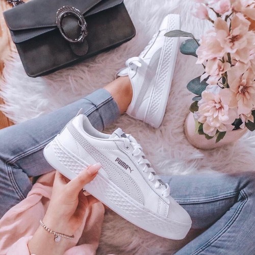 puma smash platform l white