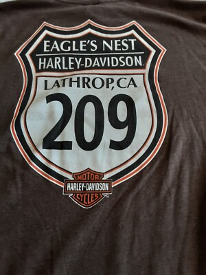 Eagle's Nest Harley-Davidson Brown Tshirt Lathrop CA Size XL 