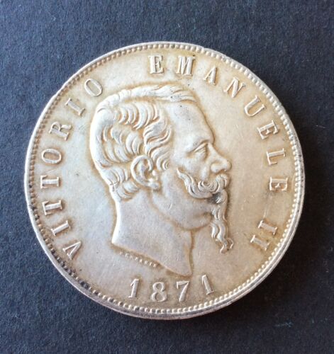 Italie - Vittorio Emanuele II - Très Jolie monnaie 5 Lires 1871 M - Afbeelding 1 van 2