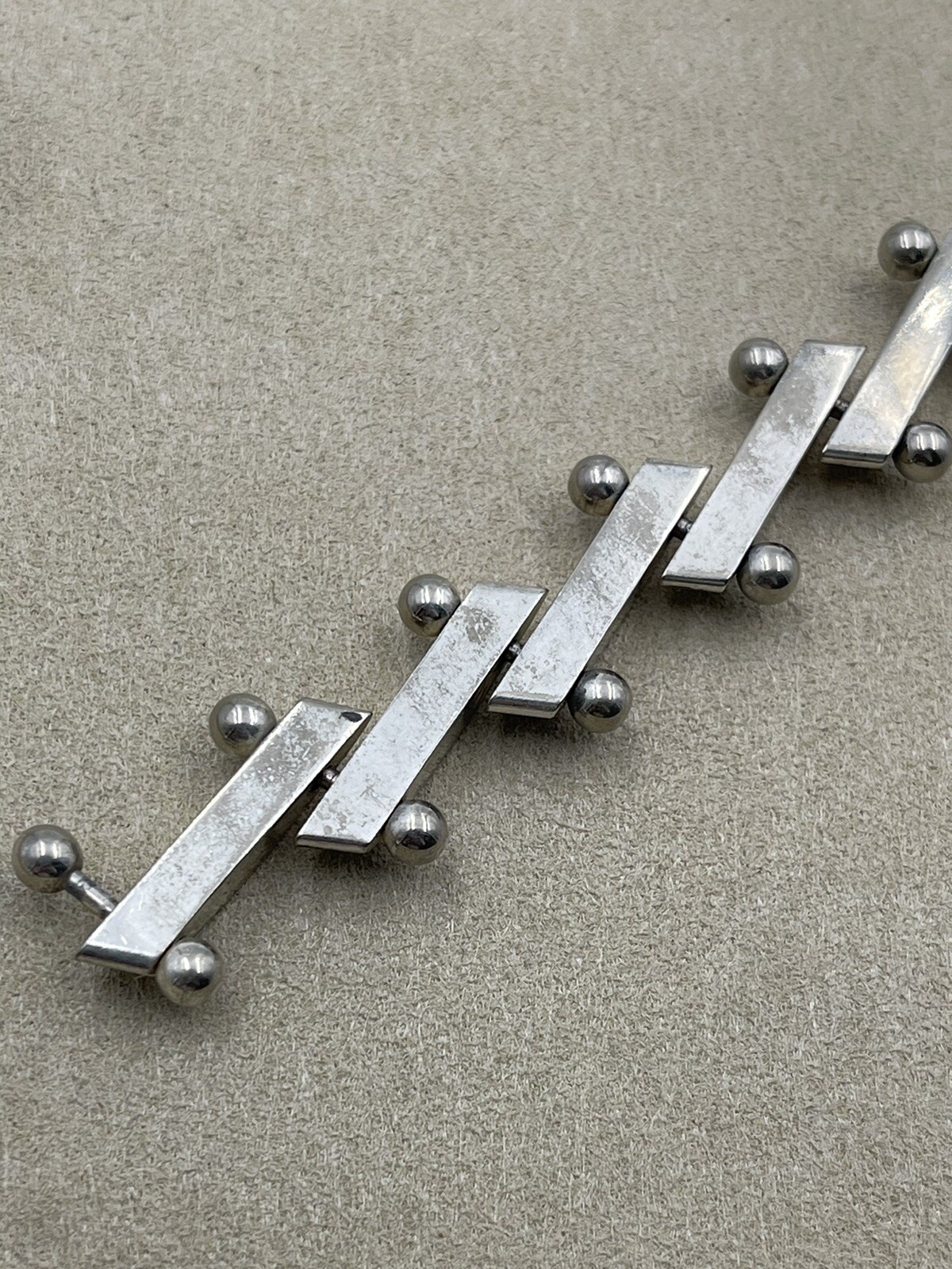 Vintage Solid Sterling Silver Bar  Link Heavy 7" … - image 9