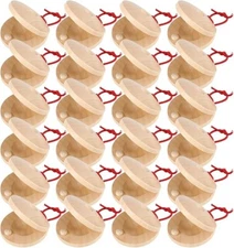 24 PCS Wooden Castanet Percussion Instrument Hand Finger  Early Education Toys