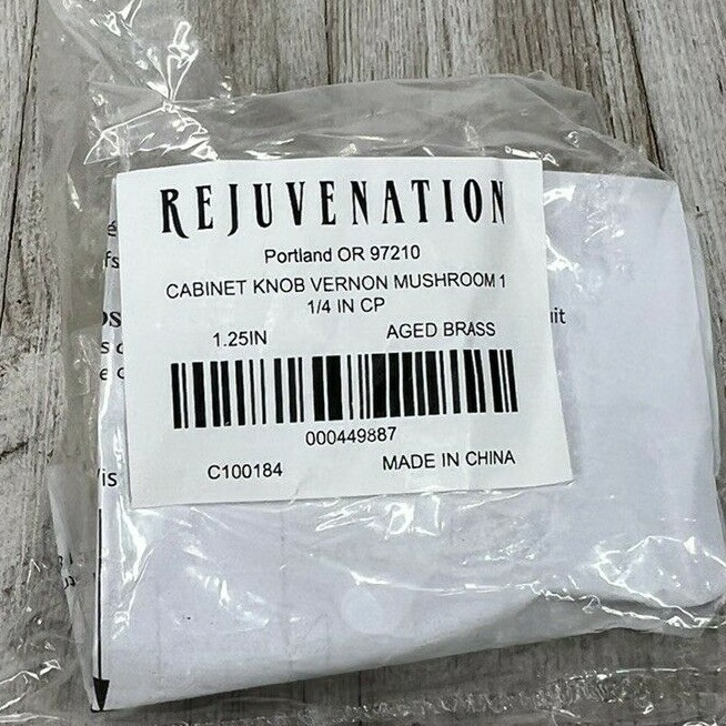 Rejuvenation Vernon Mushroom Knobs Aged Brass C100184 Pottery