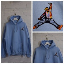Actual Fact Biggie x Jordan Embroidered Light Blue Hooded Sweatshirt Hoodie