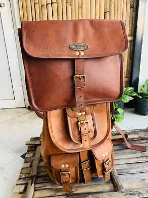 Women Genuine Leather Messenger Backpack Rucksack School Bag Summer deal
