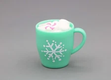 American girl christmas holiday hot cocoa mug green cup for 18'' dolls drinks