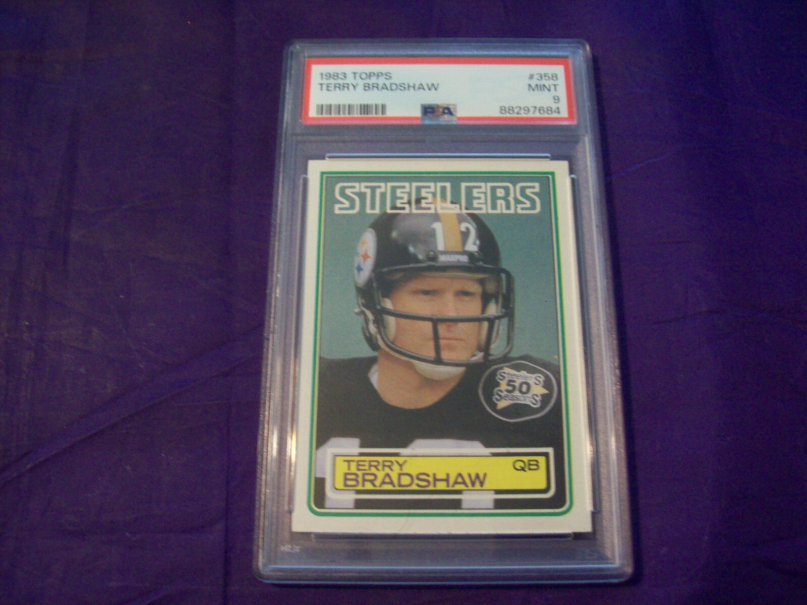 1983 TOPPS FOOTBALL #358 TERRY BRADSHAW (STEELERS) PSA 9