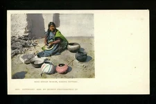 Native Americana postcard Indian Moki Woman making Pottery PMC 1898