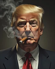 PRESIDENT DONALD TRUMP SMOKING A CIGAR BAD ASS 8X10 AI PHOTO