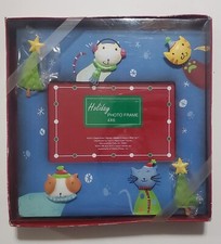 Cat Christmas Trees Picture Frame Holiday 3D NEW 4" x 6" Photo Cats In Scarves