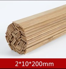 Bamboo Strips, model making, craft Diorama 10 Pieces 2mm X 10mm X 200mm Wood UK 