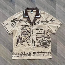 Travis Scott Cactus Jack Painter Button Up Graffiti Collar Short Sleeve Shirt