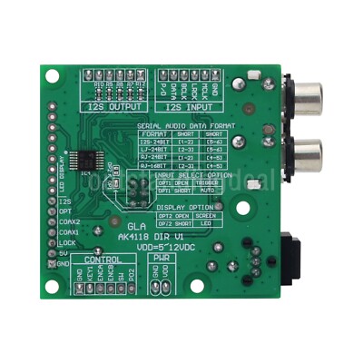 AK4118 Digital Receiver Board Optical/Coaxial/I2S Input to I2S 