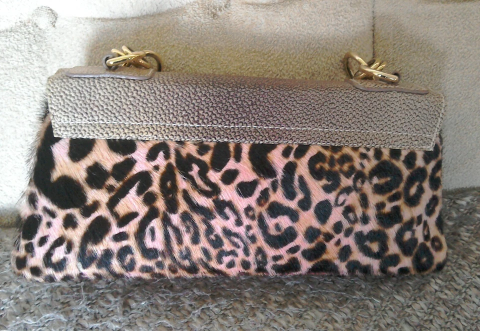 Coccinelle Pink Leather And Fake Fur Small Handbag/Clutch Evening Bag - Image 4 of 4