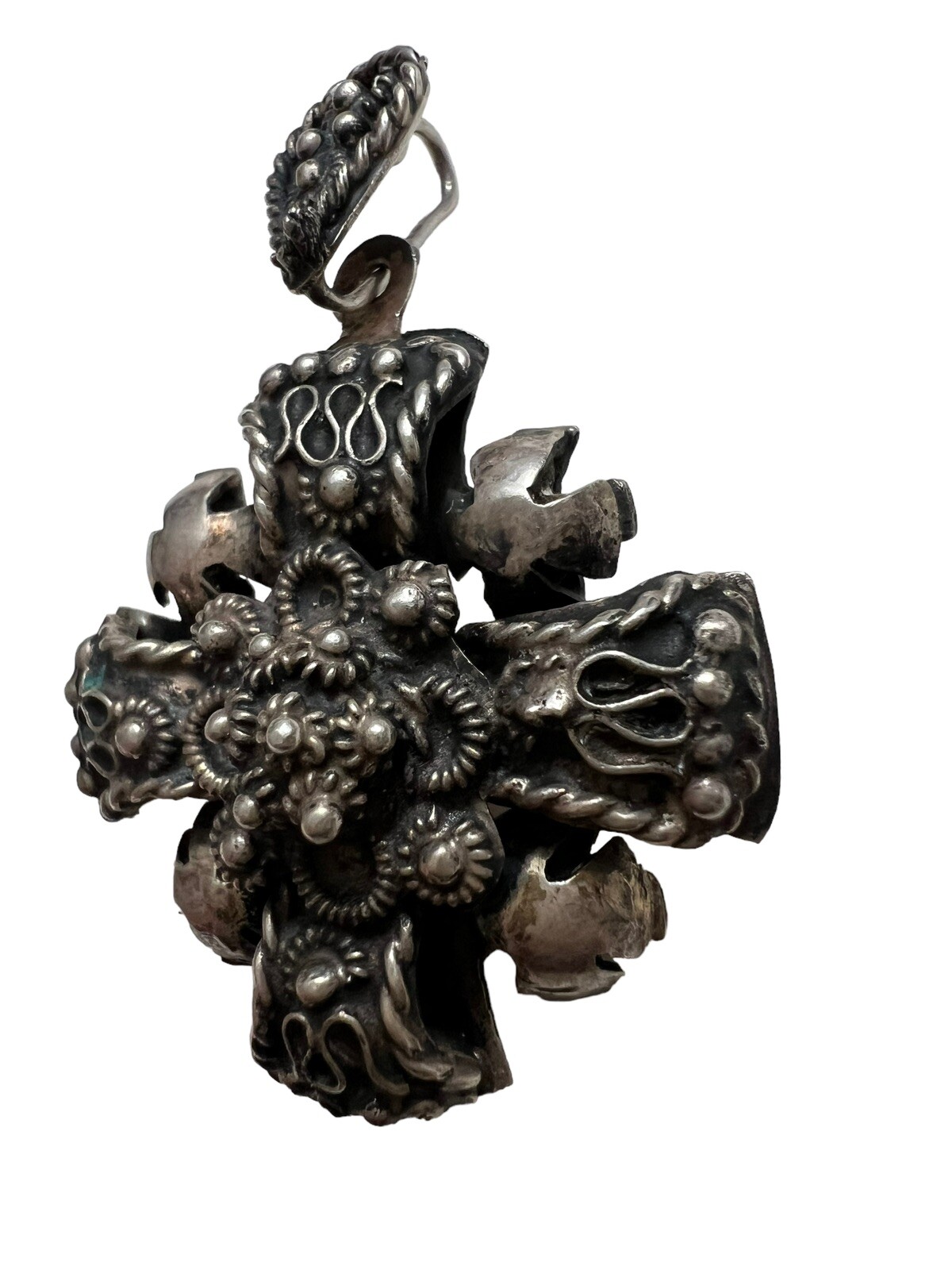 vintage Mexico sterling silver cross pendant - Gem