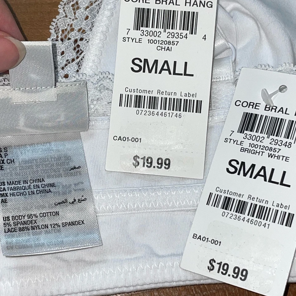 Jenni on Repeat Wide Lace Bralette, set of 2 tan/white Small - Image 2 of 4