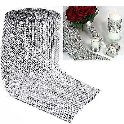 Diamante Sparkle Effect Mesh Ribbon Trimming - Silver - Cakes