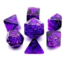 Gleaming Purple 7 Dice Set Poly RPG DnD Dungeons Dragons AD&D Pathfinder d20