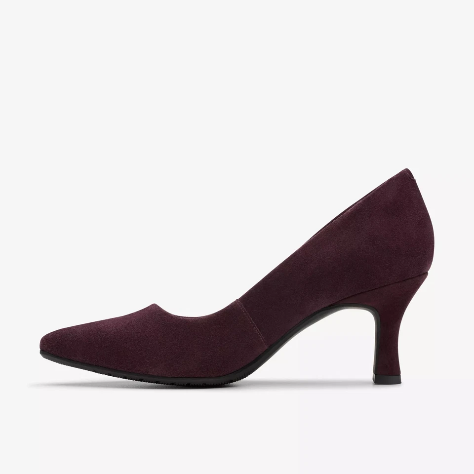 Clarks Kataleyna Gem Plum Suede Mid Kitten Heel Court Shoes Size 4 Work Evening - Image 2 of 4