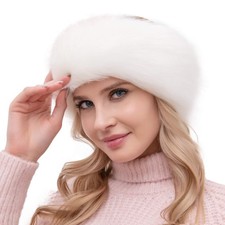 Womens Faux Fur Headband, Elastic, Ear Warmer, Earmuff, Cold, Furry Costume