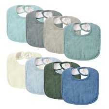 Muslin Baby Bibs 8 Pack Bandana Drool Unisex Cotton Solid Colors Teething
