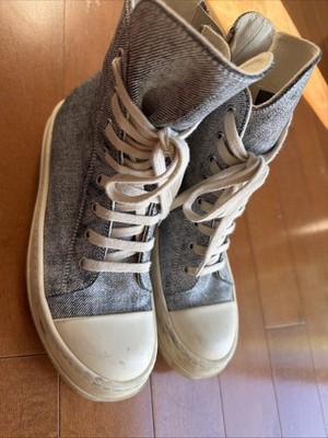 Rick Owen s Jeans Blue White  high top authentic Size 38 Used