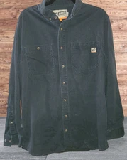 40 Grit Duluth Shirt Mens L Tall Button Down Long Sleeve Cotton Twill Black