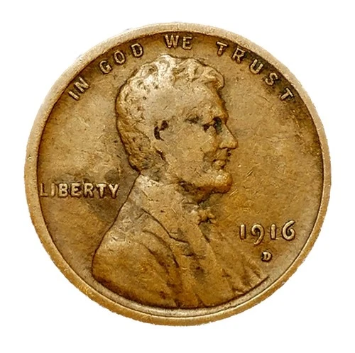 1916 D Lincoln Cent Good - Very Good  (G-VG) Circulated Condition Copper Penny