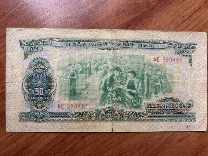 North VIET NAM: 1966 50 Dong Banknote - Rare and Hard to find - Key of set -