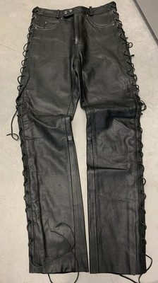 POLO   Herren- Schnür- LEDERJEANS / Lederhose schwarz Gr.L Sehr Guter Zustand