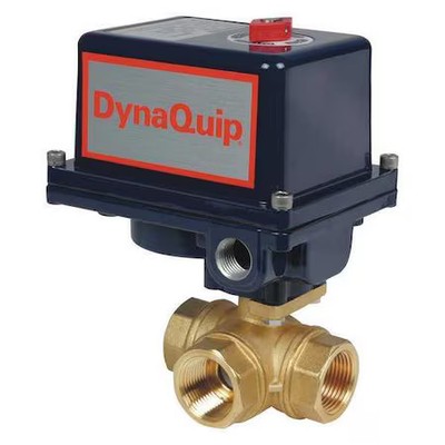 Dynaquip Controls Eyhg3aue20h 1/2'' Fnpt Brass Electronic Ball Valve 3-Way