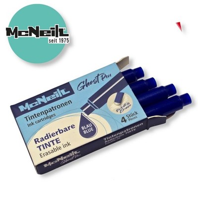 McNeill GHOST PEN Tintenpatronen RADIERBAR - Blau - 4 Stück