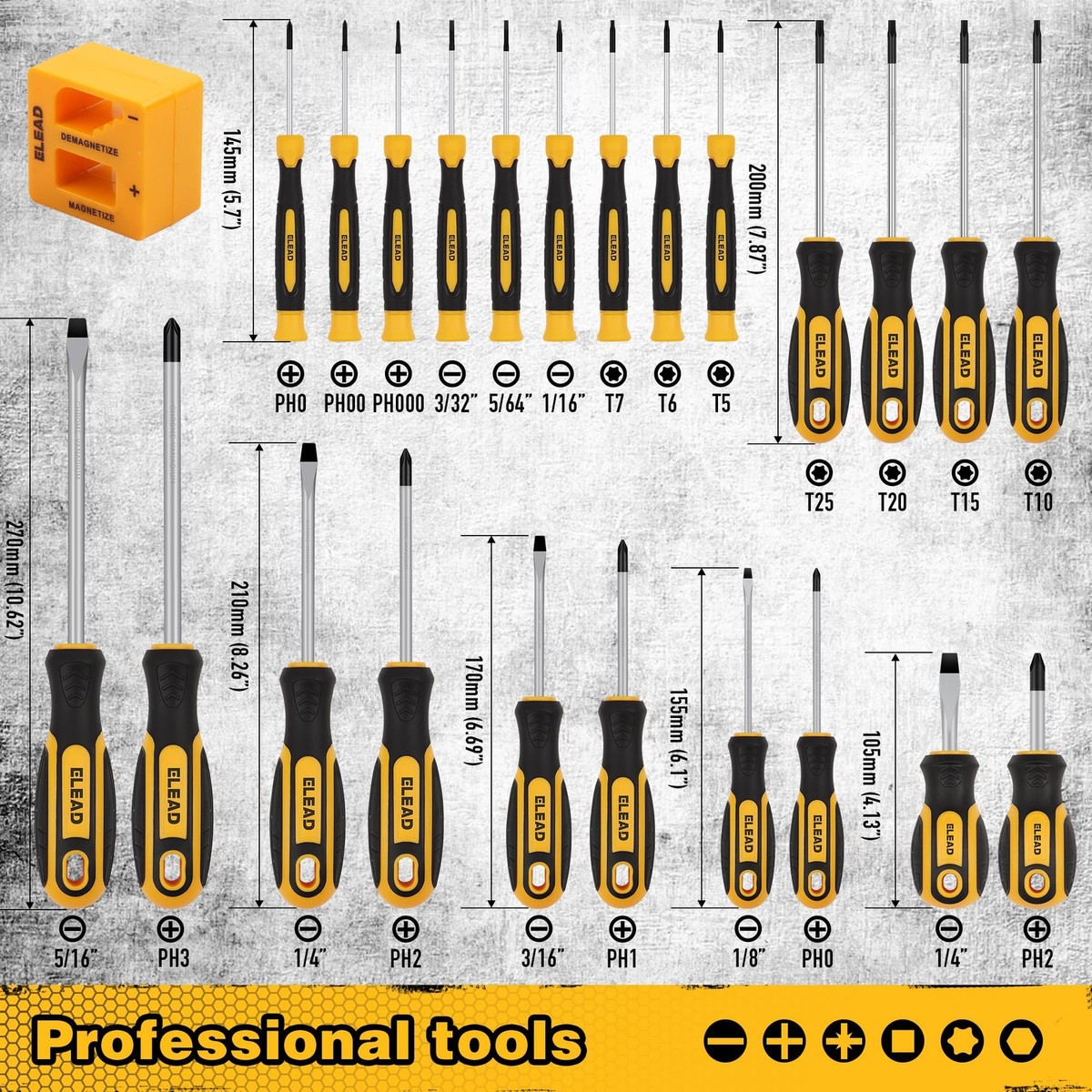 6 Pieces Screwdriver Set Magnetic Phillips Slotted Cushion Grip