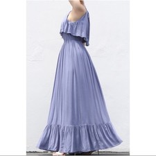 Dress Day Halter Neck Maxi Dress-Indigo blue (Large)