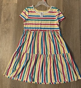 Members Mark Girl's Size 7/8 Multicored Striped Short Sleeve Casual Dress