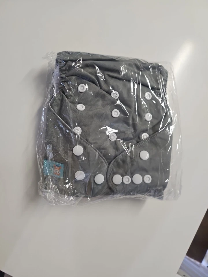 Pañales de tela para bebé ALVABABY (1 pieza) ajustables lavables 4 inserciones gris alva A21 Foto 2 de 4