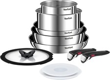 Image of Tefal Ingenio Emotion 10 Piece Set, Pots & Pans Set, Stainless Steel, Stackable,
