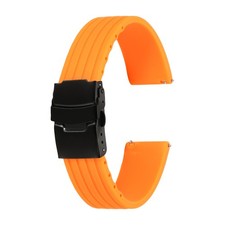 20mm Soft Silicone Watch Strap with Black Buckle, Orange