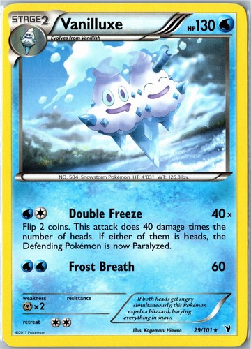 Pokemon Card - Vanilluxe Noble Victories 29/101 2011 Rare Lightly Played