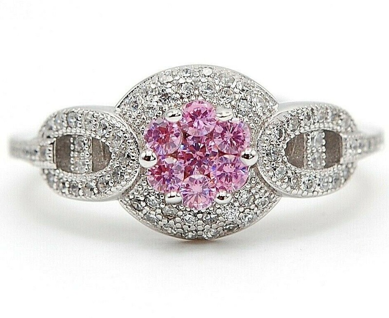 2CT Heat Treated Pink Topaz 925 Solid Sterling Silver Ring Sz 9 U3-5