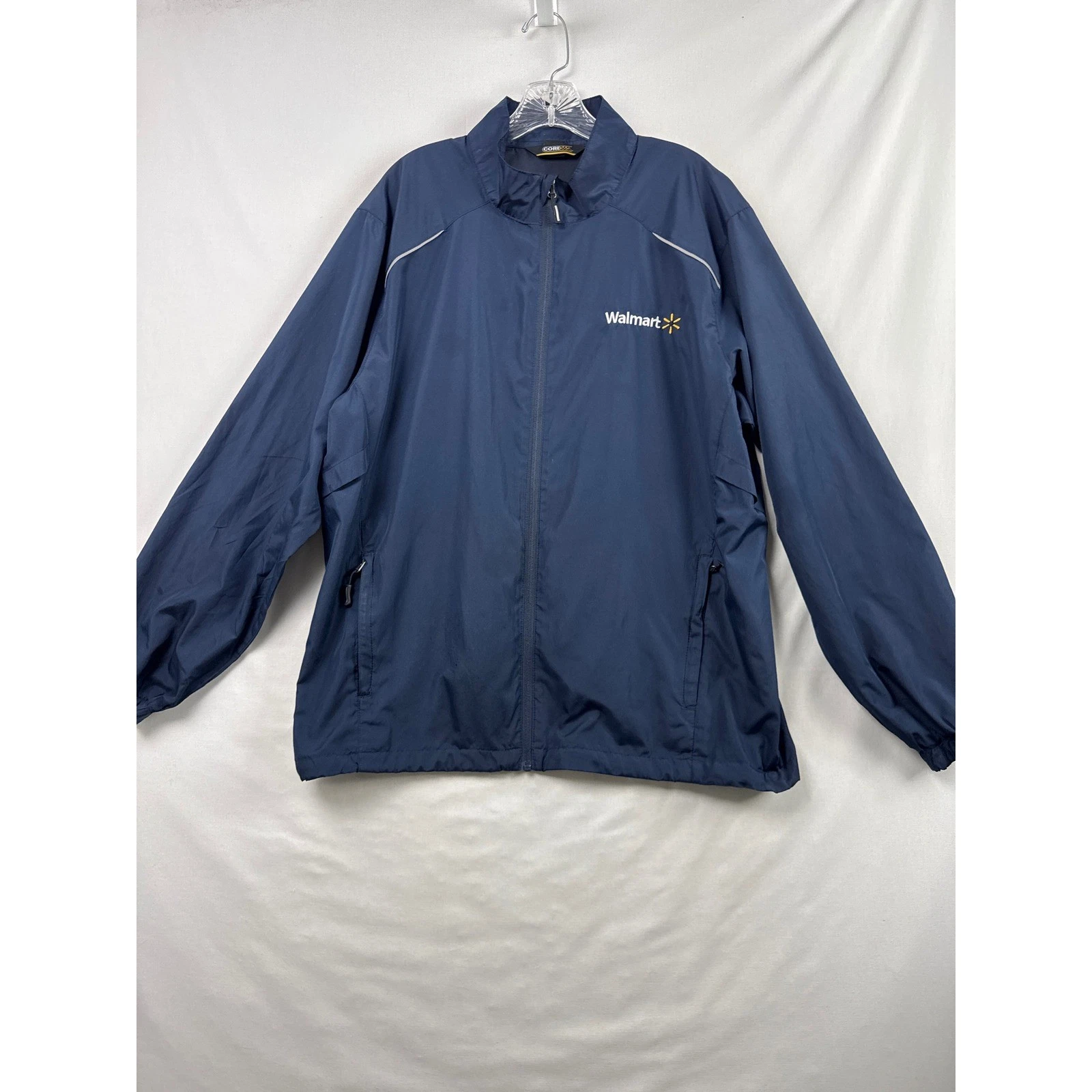 Core365 Windbreaker Jacket Mens Large Navy Blue Walmart Logo Full Zip