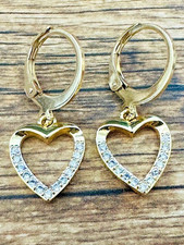 Huggie Hoop 18k Gold Plated CZ Heart Valentine Love Gift Earrings RTS