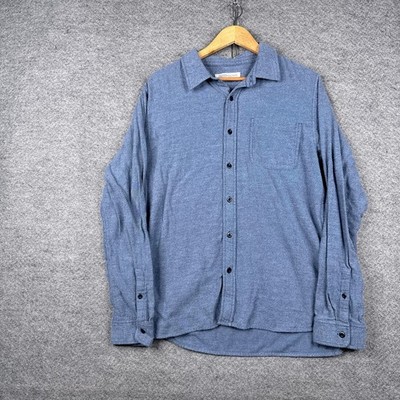 Outerknown Shirt Mens Large L Blue Lightweight Button Up Organic Cotton