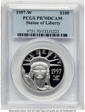1997-W Proof Platinum Eagle 1 oz Blue Label PCGS PR70 2587.20 per troy oz