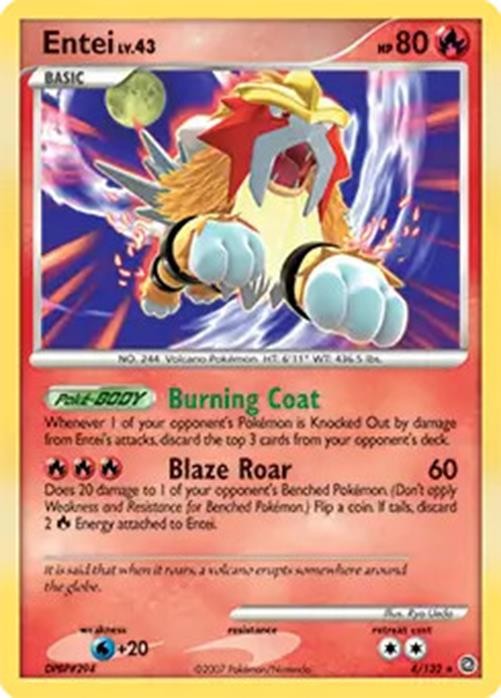 Entei - 4/132 - Pokemon Secret Wonders Holo Card NM