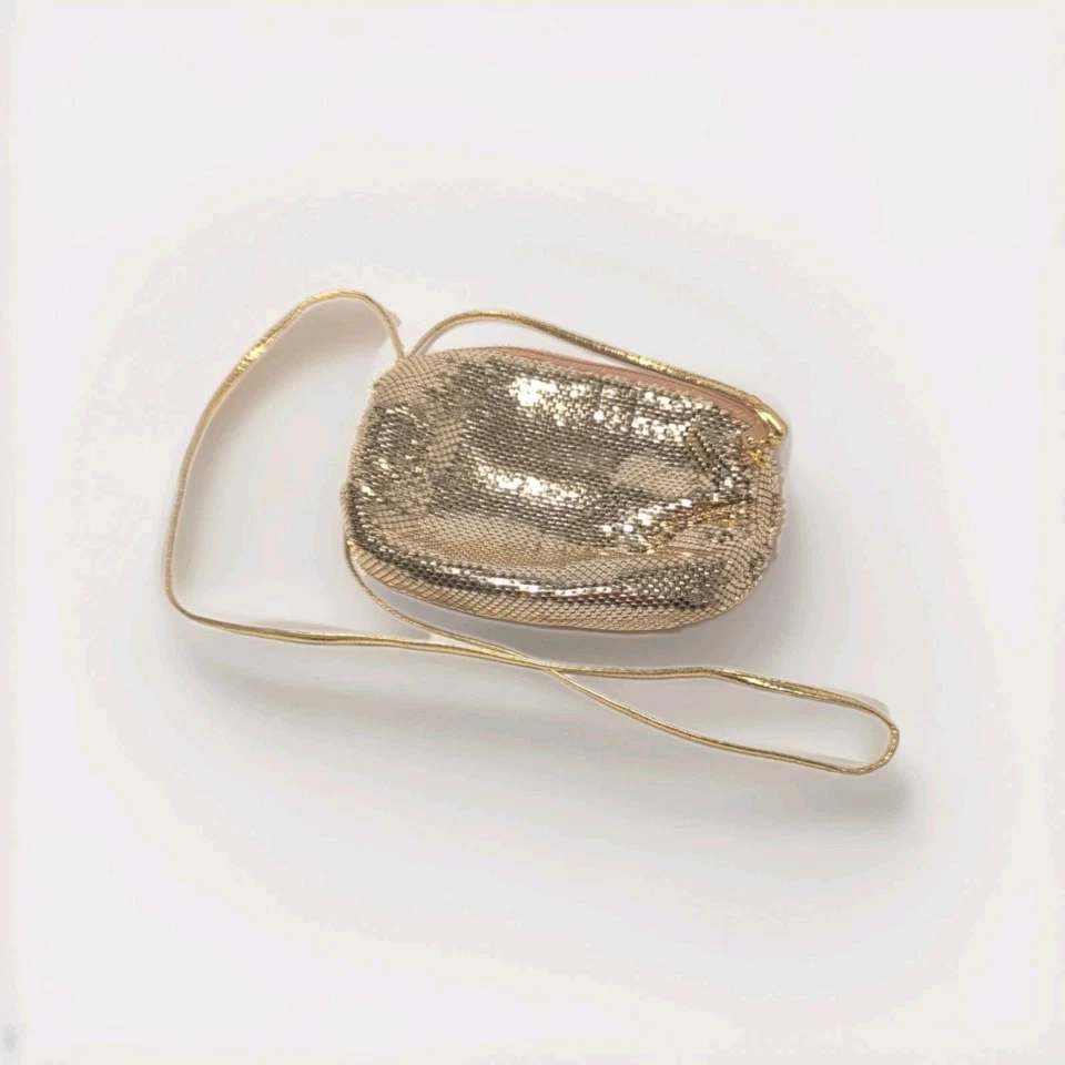 Bolso de noche vintage Whiting & Davis BOLSO DE MALLA DORADA bolso de mano de metal con solapa Foto 4 de 4