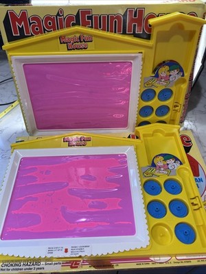 Vintage Magic Fun House Drawing Board w Stamps Stylus Lot of 2 Original Box READ