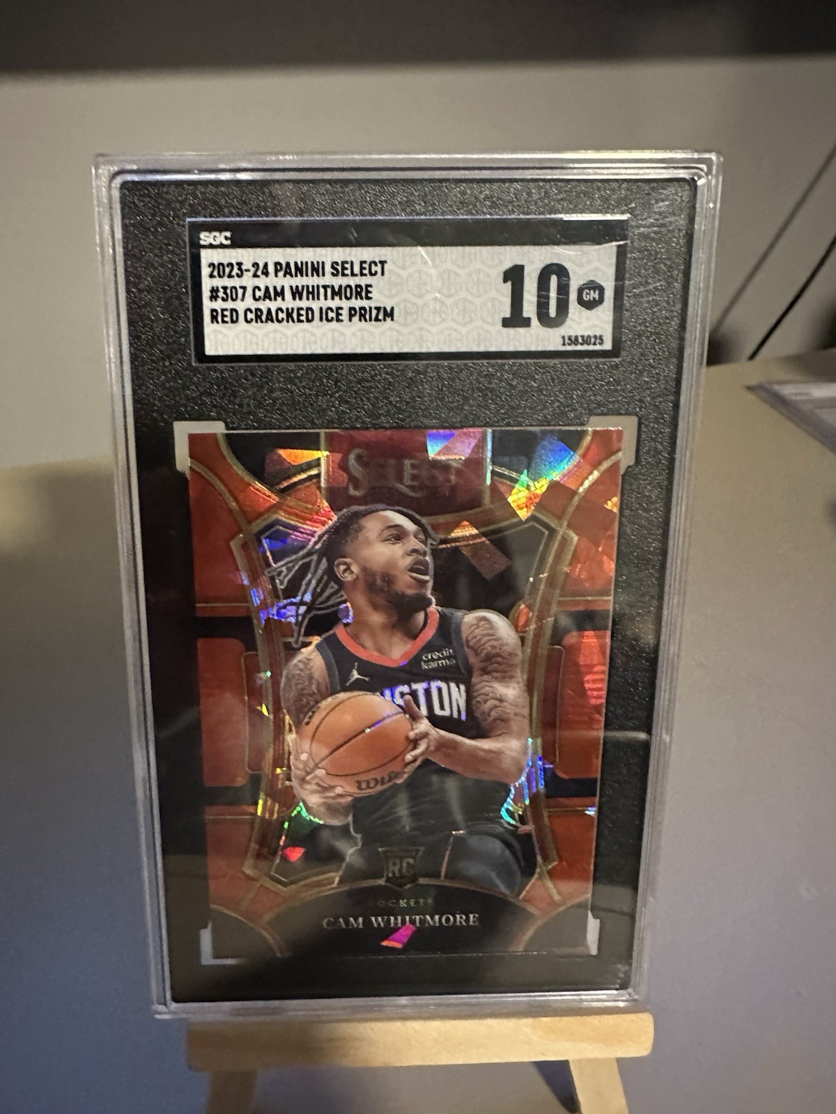 2023-24 Panini Select Red Cracked Ice Prizm Cam Whitmore #307 Rockets Rookie SG…
