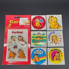 Lot of Vintage Garfield Themed Stickers Puffy Kat's Meow Round Funny Stickers