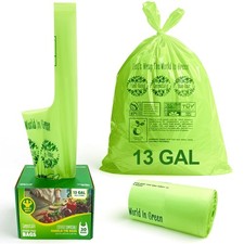 10-13 Gallon Compostable Trash Bags Handle-Tie, Heavy Duty Thick 0.87 Mil, 49...